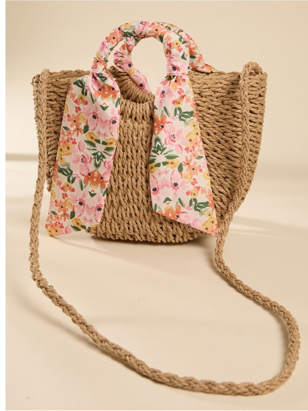 NEW Altar’d State Woven Bag With Floral Scarf NWT